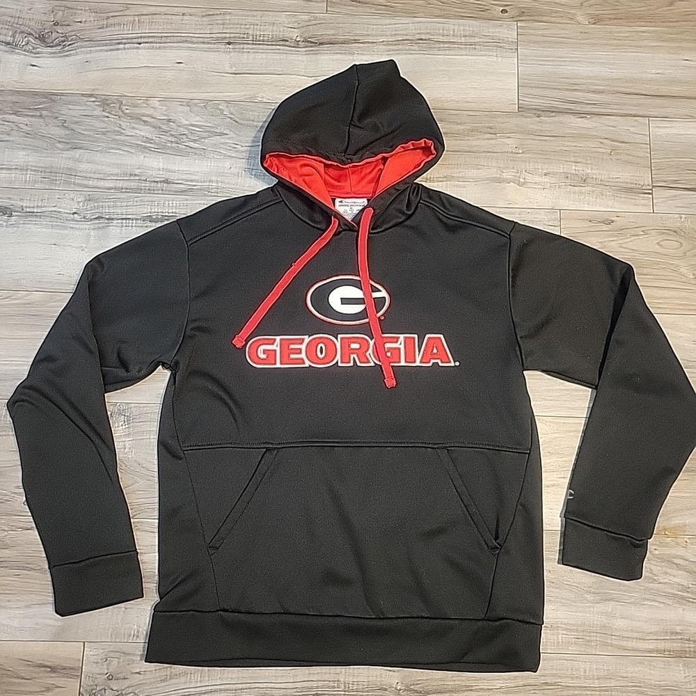 Georgia Bulldogs‎ Hoodie Sweatshirt Adult Black Red Medium Champion Pullover
